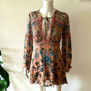For Love and Lemons Silk Floral Dress - Sz S